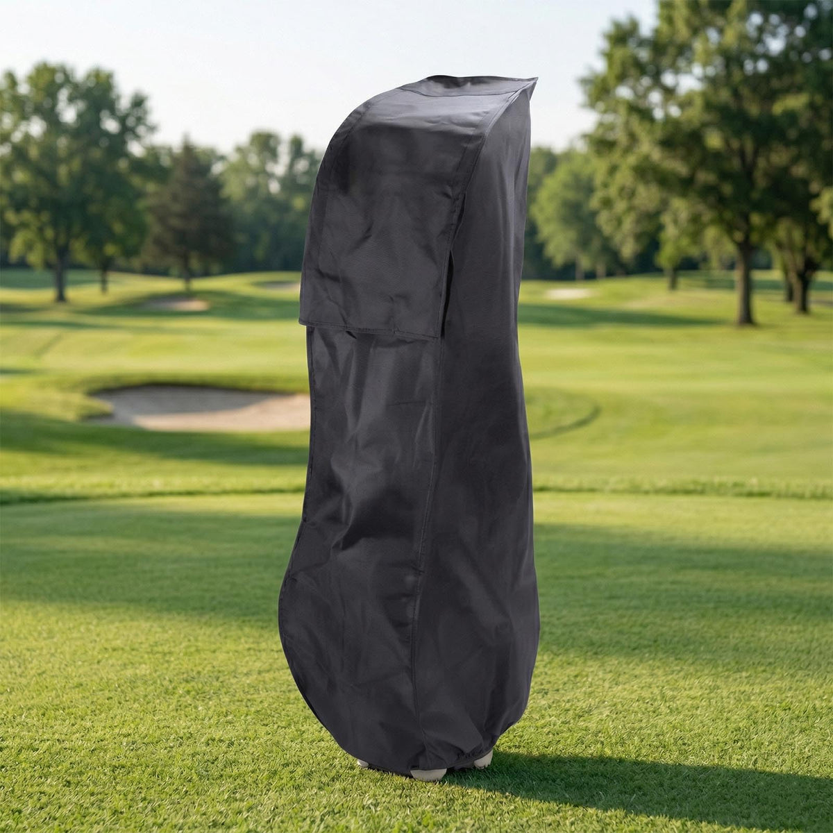 asdmm golf bag rain cover front view protects clubs from rain and dirt.