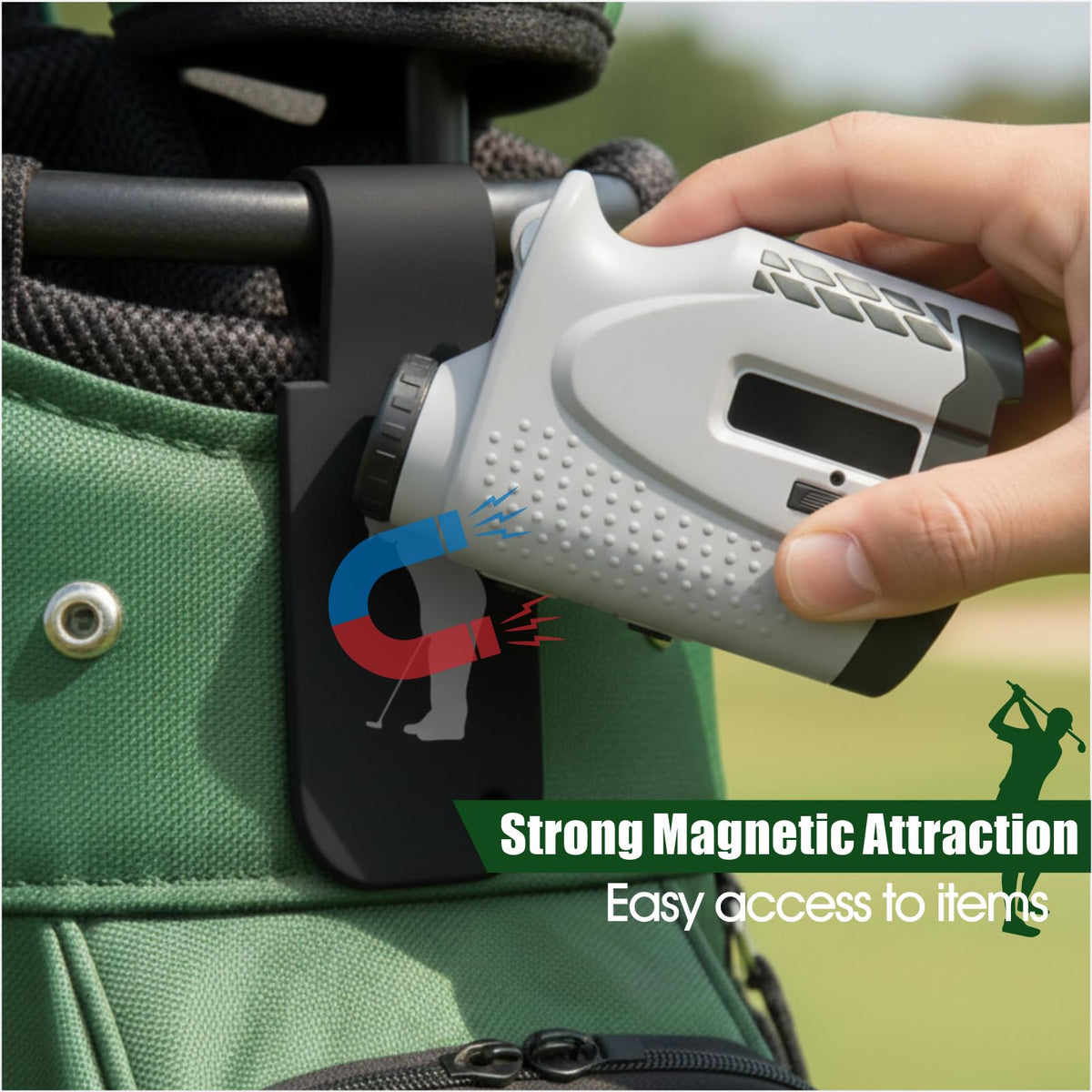 asdmm Landing Pad flask holder secures a bottle for convenient sips during the round.