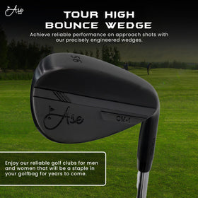 Close-up of Ase Golf CM-1 wedge grip and balance for natural swing feel.