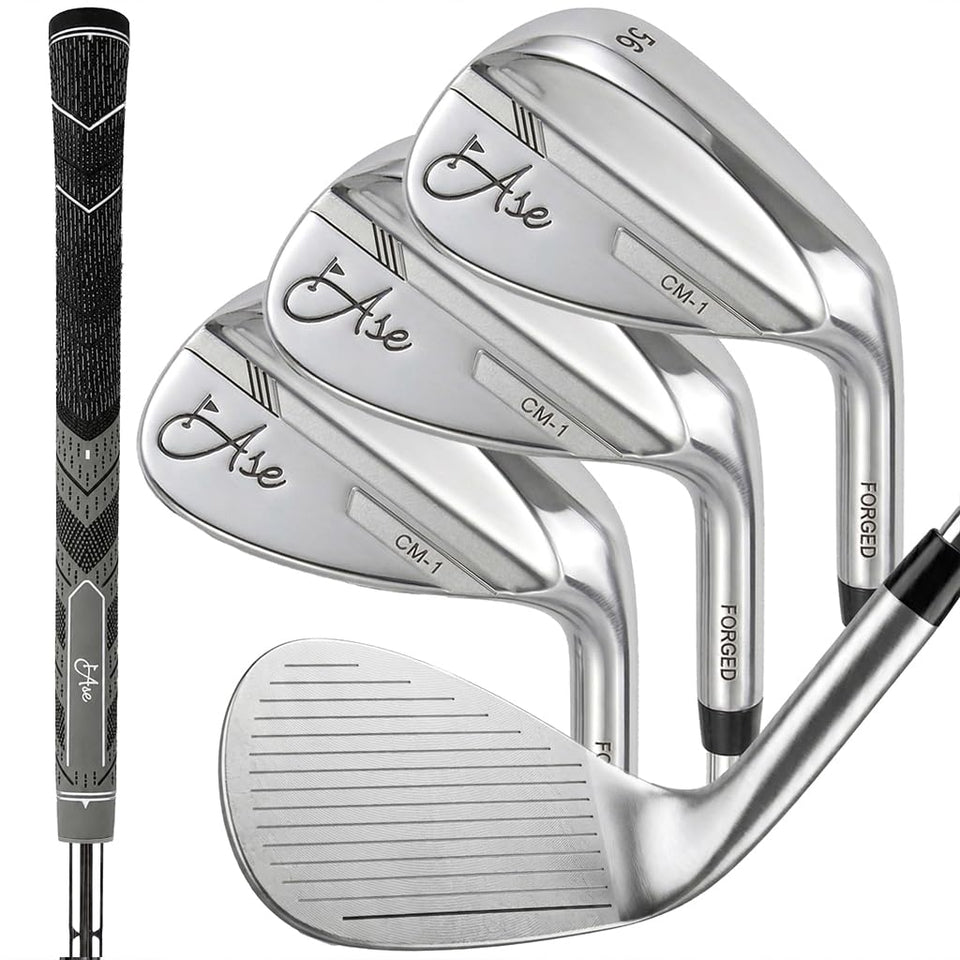 Ase Golf Premium CM-1 wedge face with CNC-milled grooves for increased spin