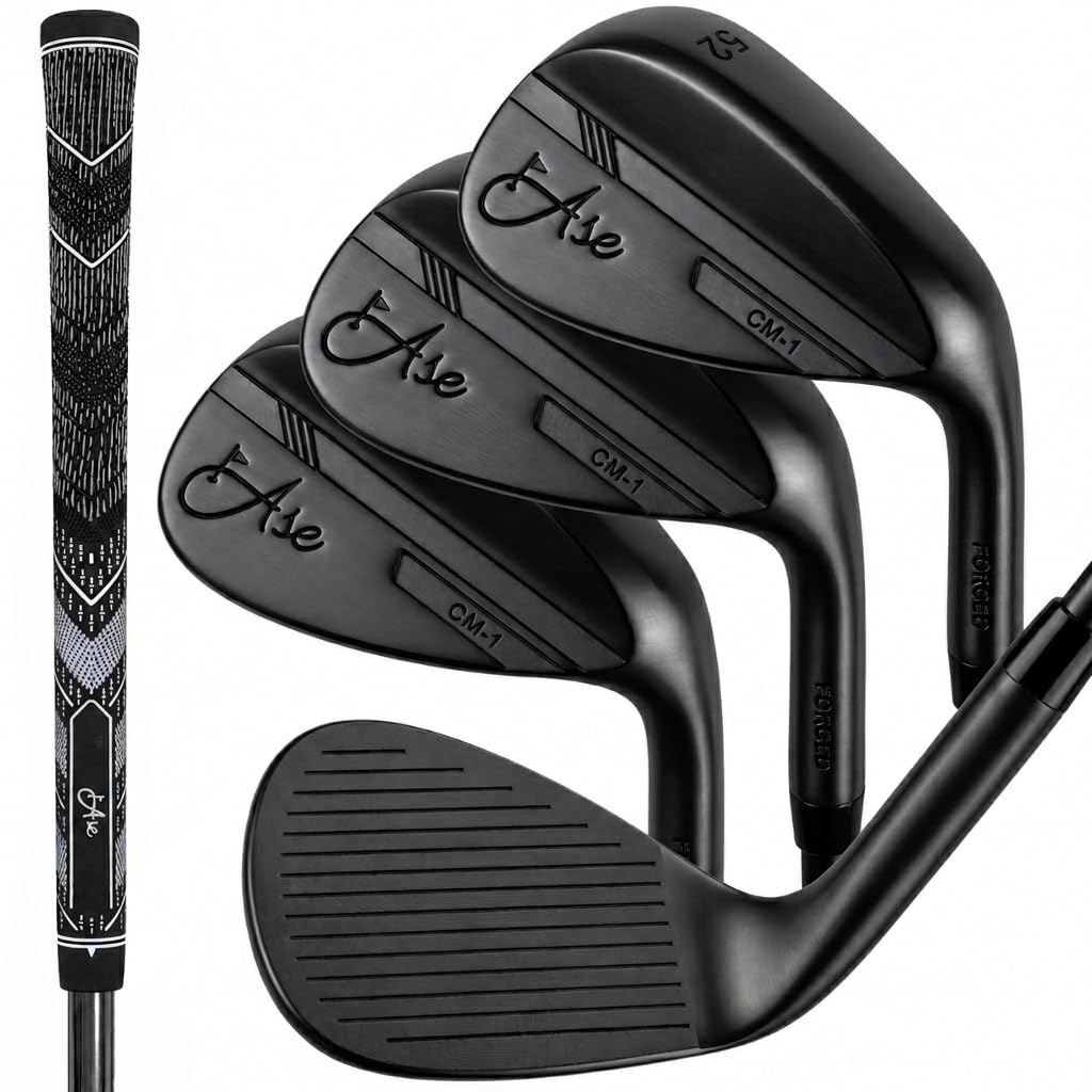 Ase Golf CM-1 wedges with full-face grooves and milled face for consistent spin.