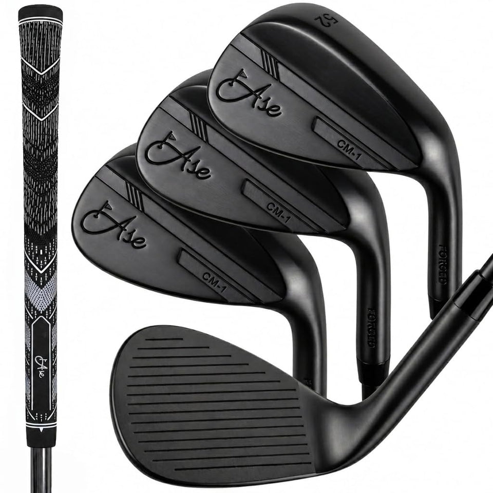 Ase Golf CM-1 wedges with full-face grooves and milled face for consistent spin.