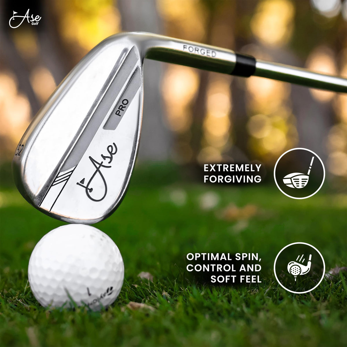 Ase Golf wedge packaging displaying full set options 50–60 degrees