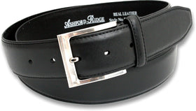 Ashford Ridge 38mm leather belt with feather-edge in black for durable daily wear.