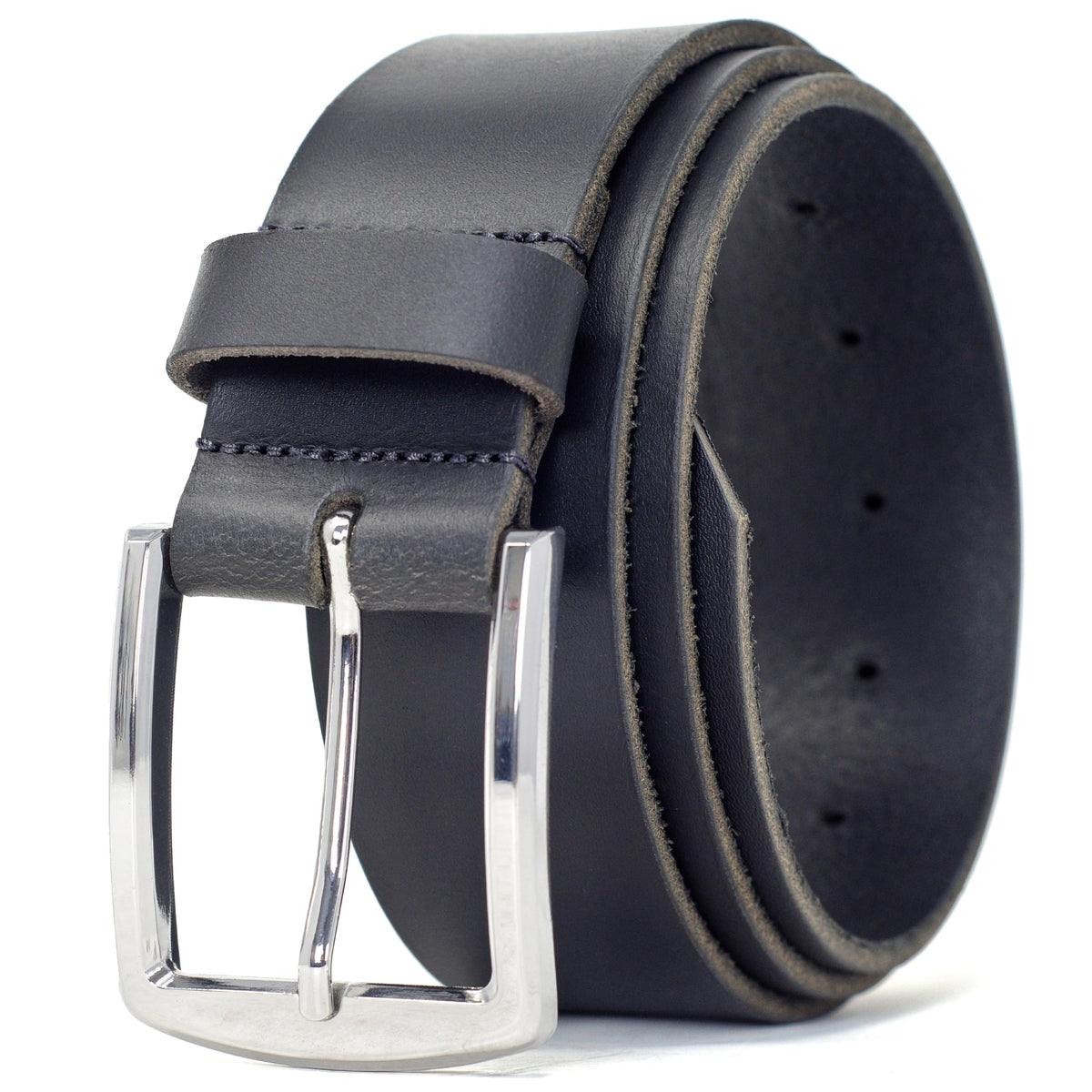Ashford Ridge 40mm black belt, front view, durable full-grain leather