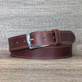 Ashford Ridge full-grain leather belt showing rich texture.