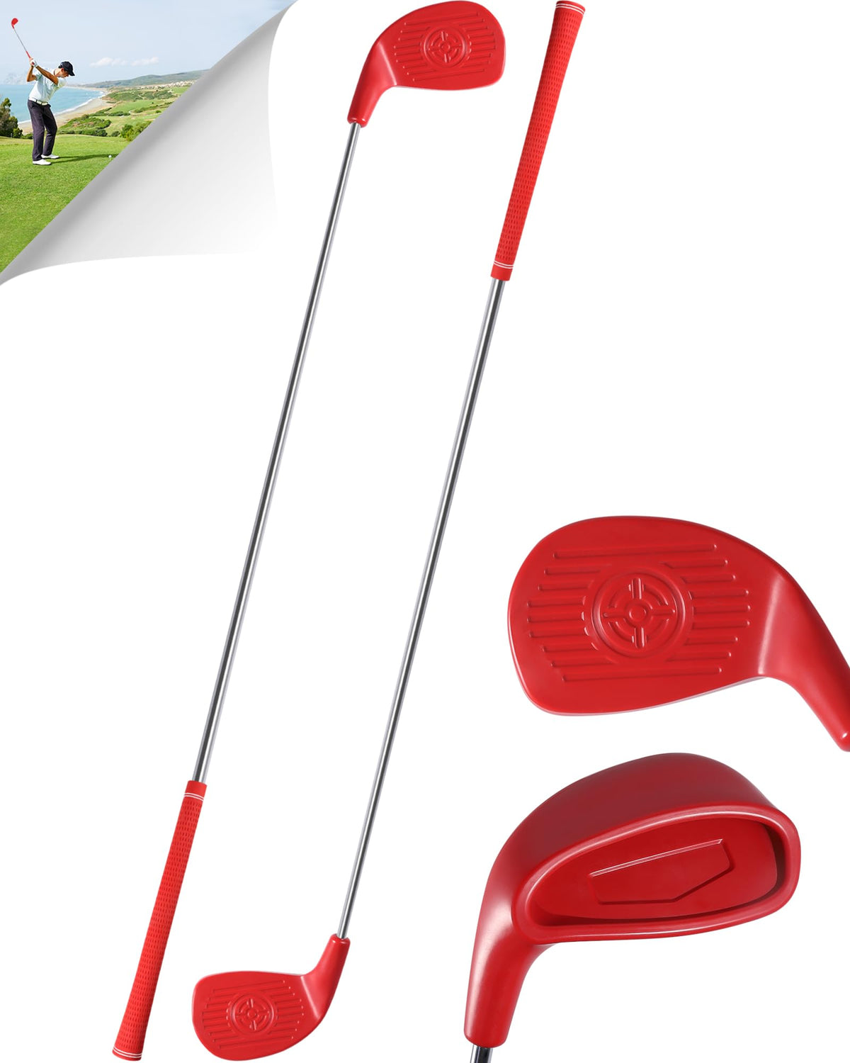 ASONA backyard golf game set heads demonstrate oversized design for easier swings.