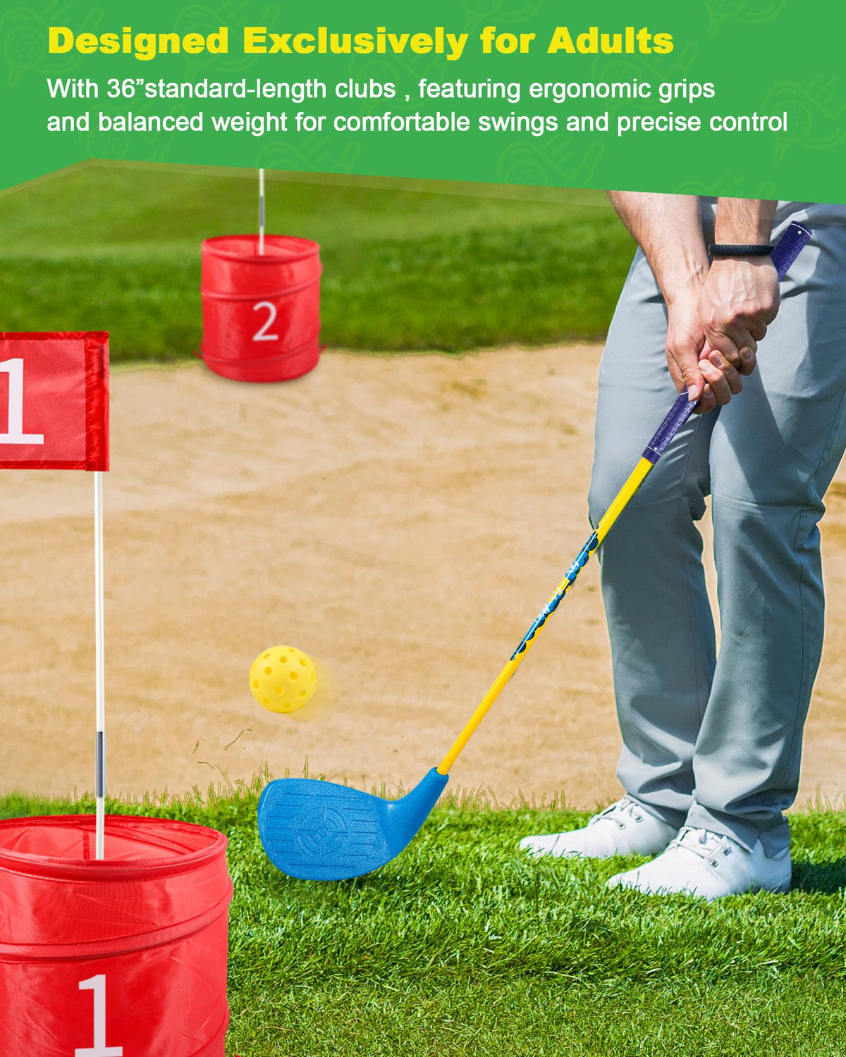 ASONA carbon fiber shafts and anti-slip grips for smooth, secure swings.