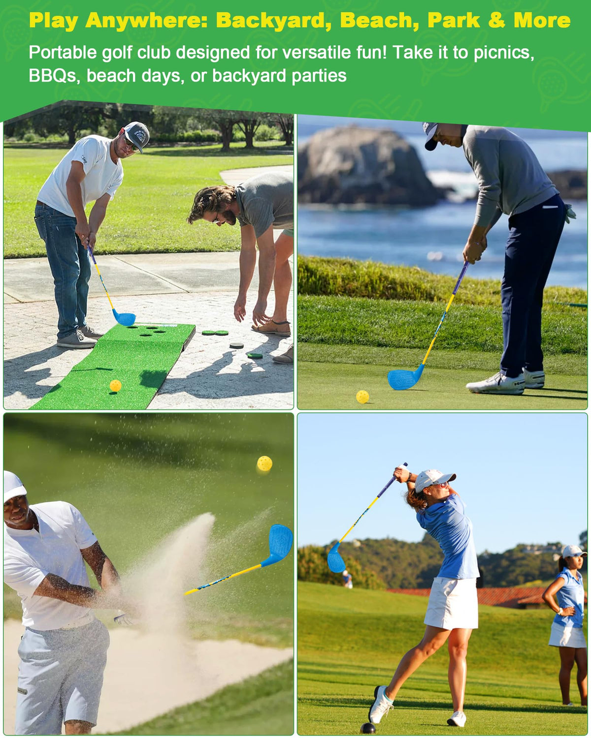 ASONA oversized club heads enabling easy swings and beginner-friendly practice.
