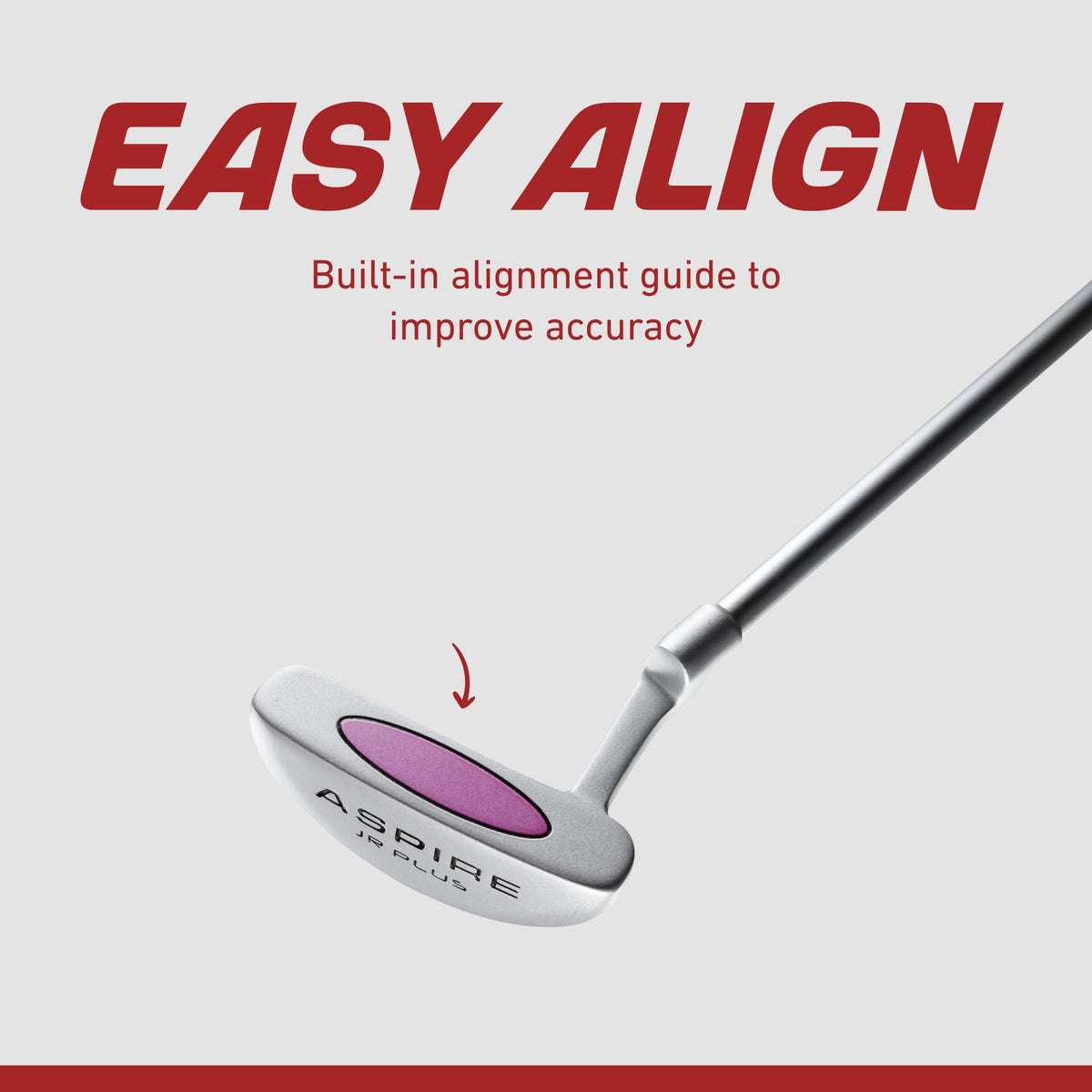 Graphite shafts in the Aspire Junior Plus provide lighter, smoother swings.