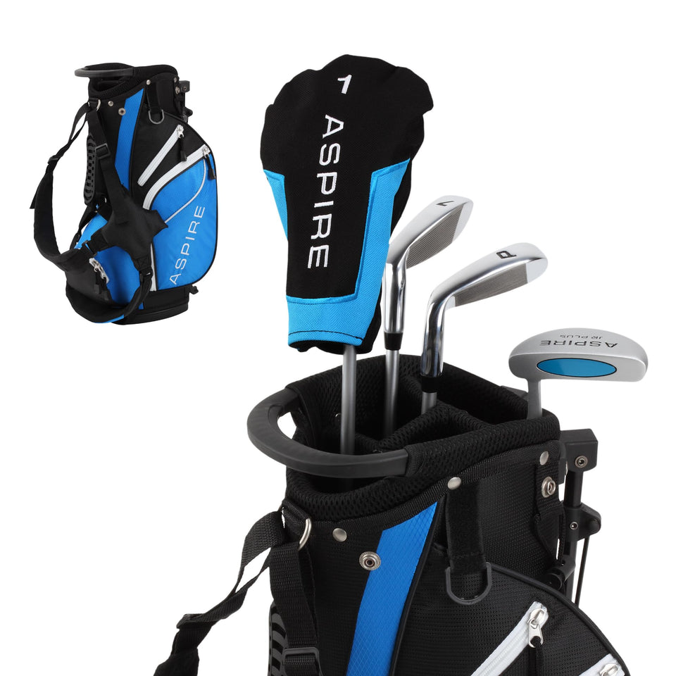 ASPIRE Junior Plus kids golf clubs blue set for confident practice and easy handling