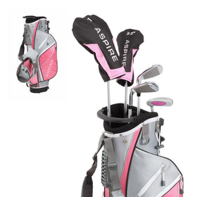 ASPIRE Junior Plus pink stand bag top and organizer for easy on-course transport.