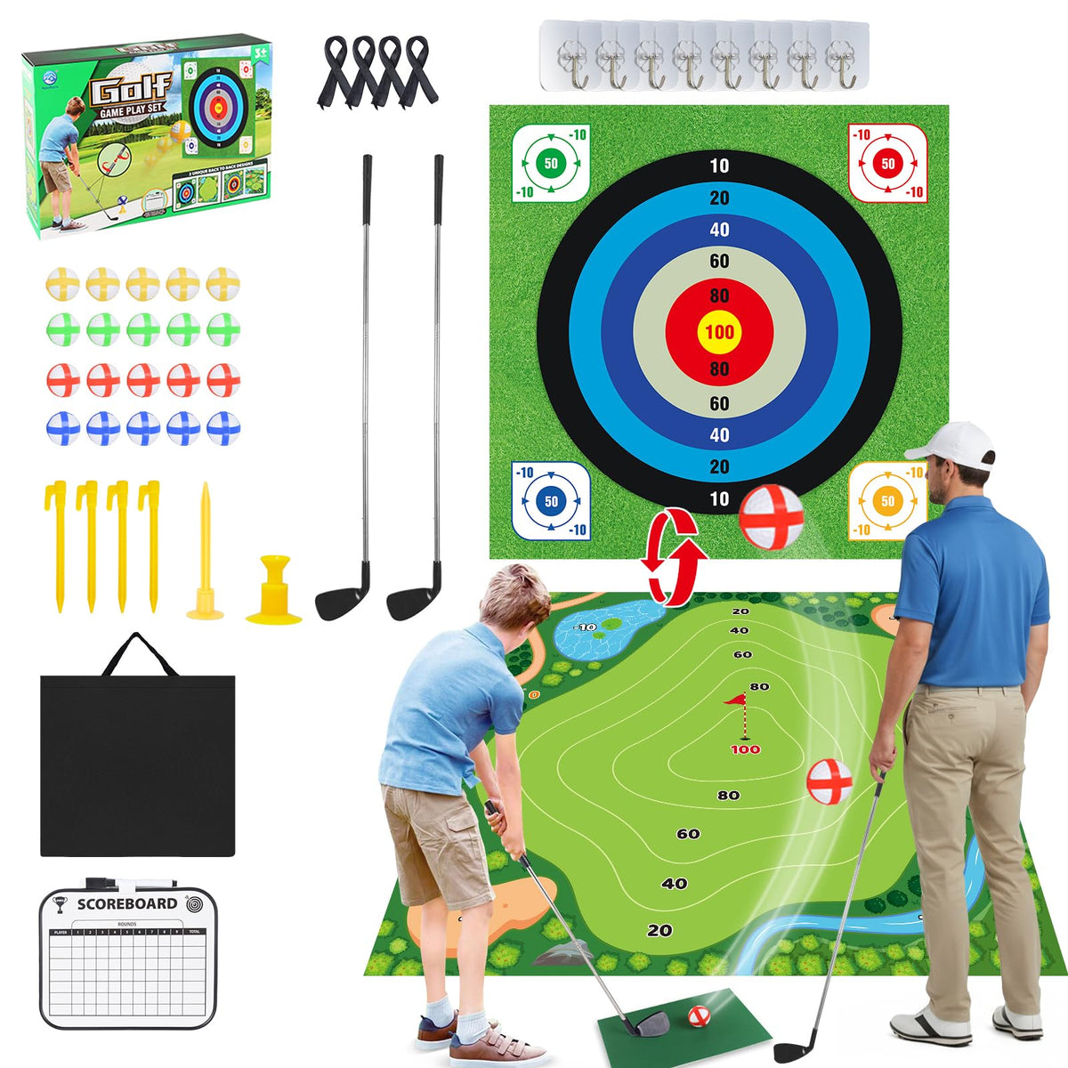 ASTRAEA Golf Chipping Game mat center offers a spacious practice surface for drills.