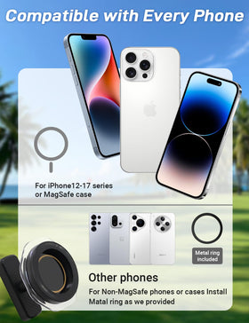 Aswitye base magnets grip rugged terrain for stable phone use.
