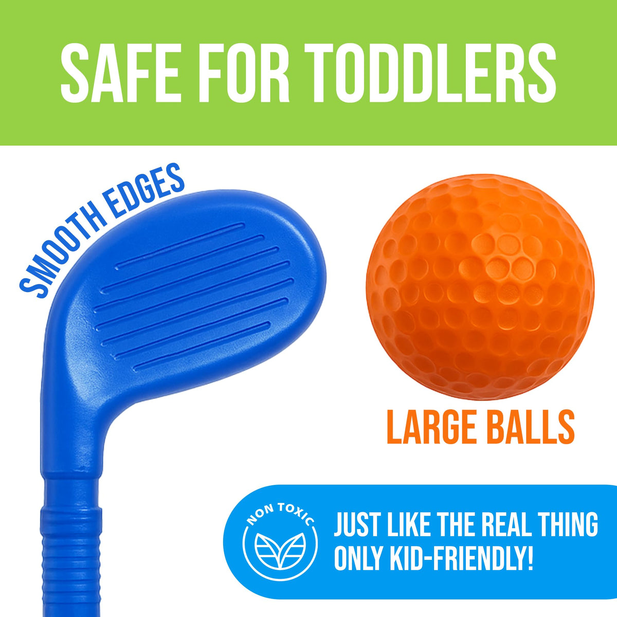 Atlasonix toddler golf set holes, two mini holes for tabletop or lawn play.