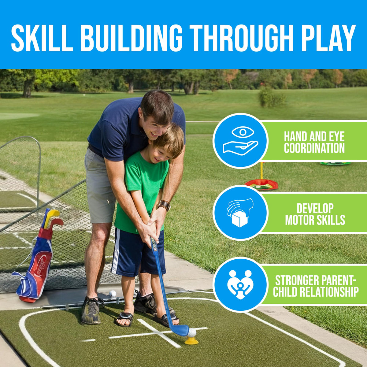 Atlasonix toddler golf set mini bag, compact carry bag for easy storage on the go.