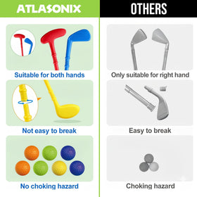 Atlasonix toddler golf set play setup, simple assembly inspires quick, active play sessions.