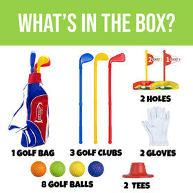 Atlasonix toddler golf set sticks, kid-sized clubs that encourage precise swings.