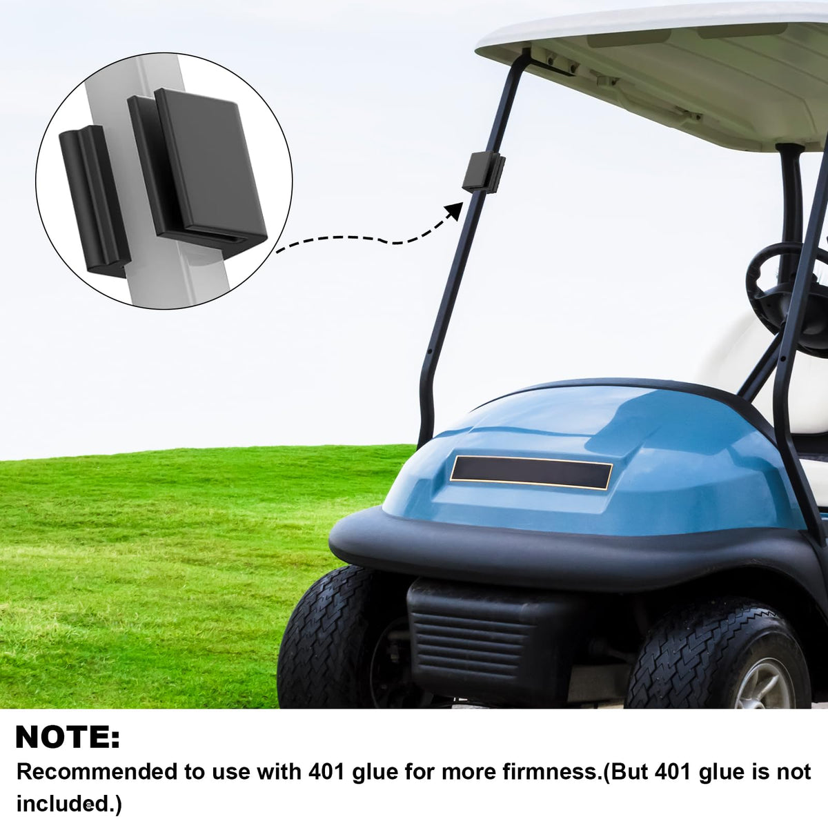 ATQIK universal Club Car windshield clips provide firm fit on square frames