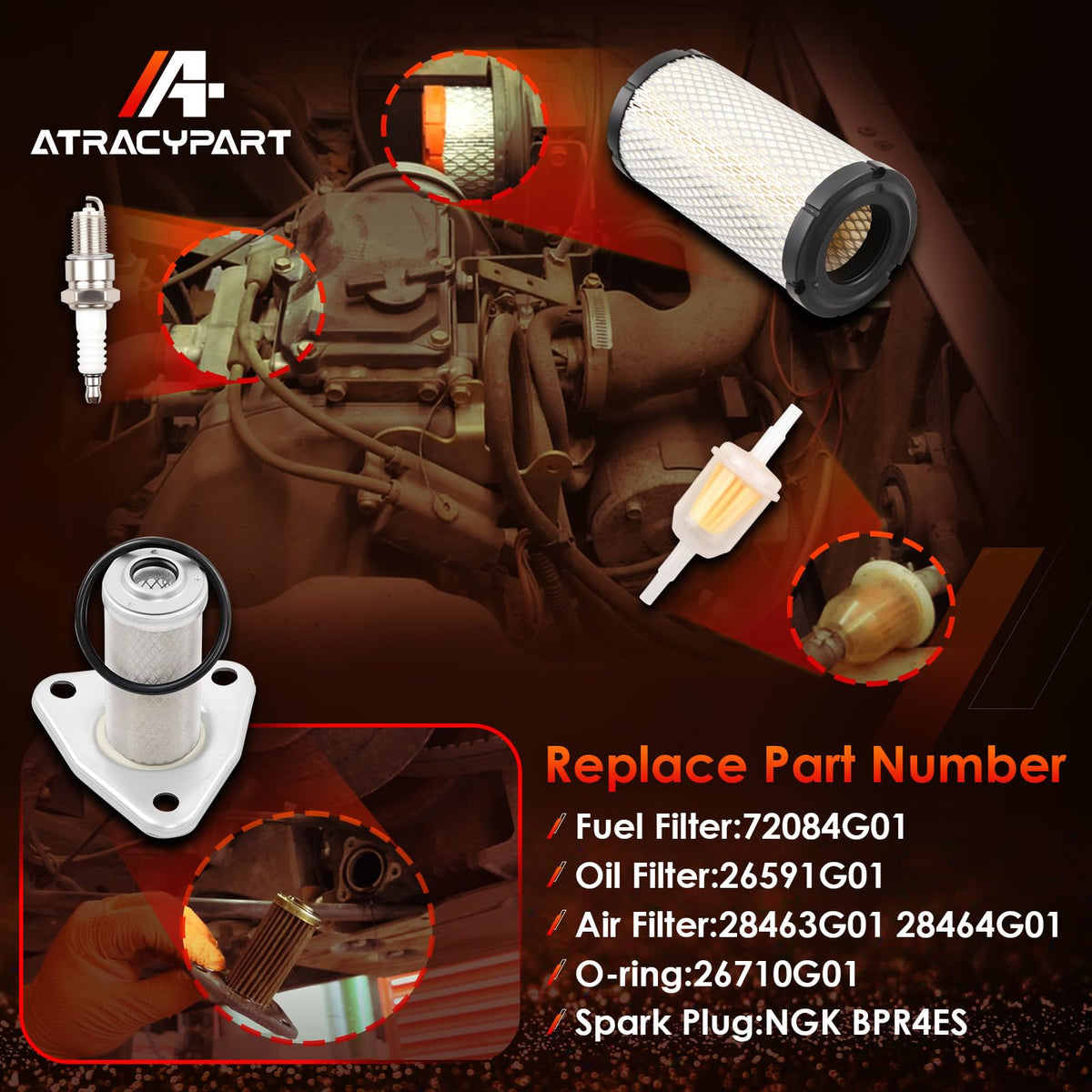 ATRACYPART EZGO oil filter close-up — helps maintain engine lubrication.