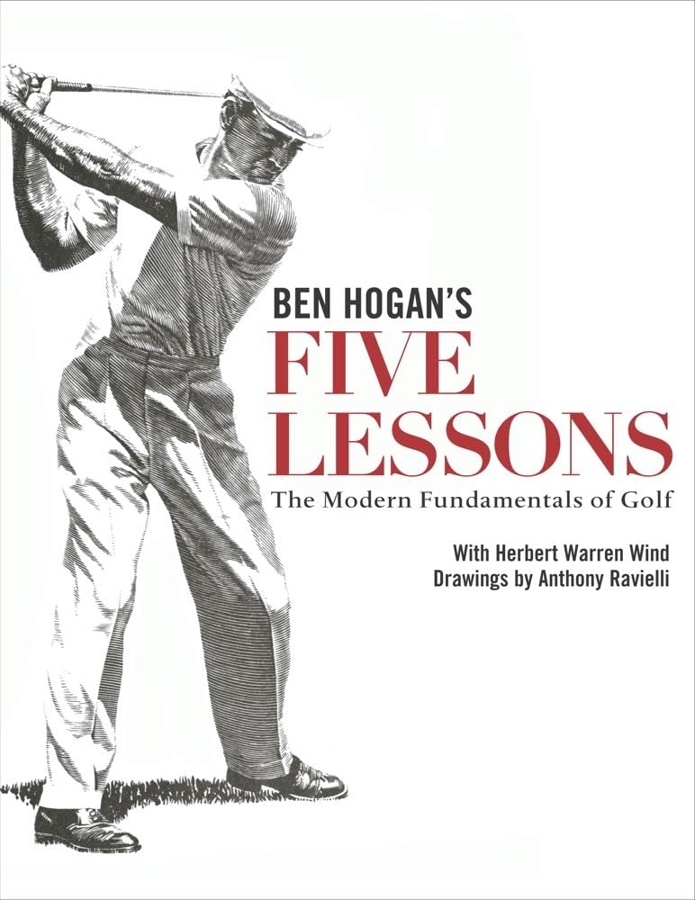 Atria Books' Ben Hogan's Five Lessons cover with illustrations to study golf fundamentals.