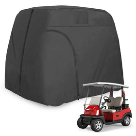 ATTLOOQ golf cart cover on a 2-seat cart showing heavy-duty waterproof material for rain protection