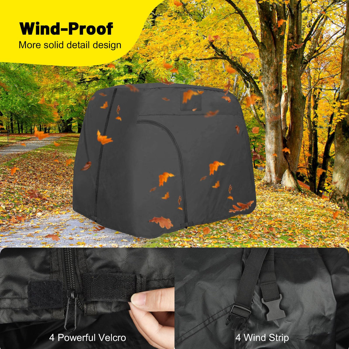 Close-up of waterproof seams and zipper on the ATTLOOQ cover