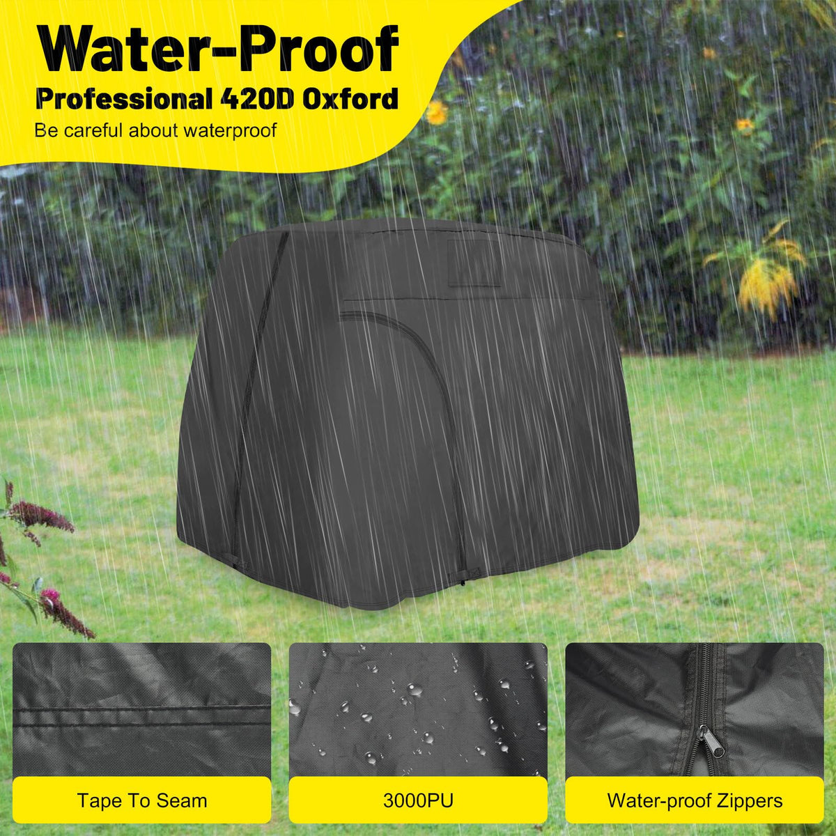 Windproof buckles and Velcro securing the ATTLOOQ cover on a golf cart