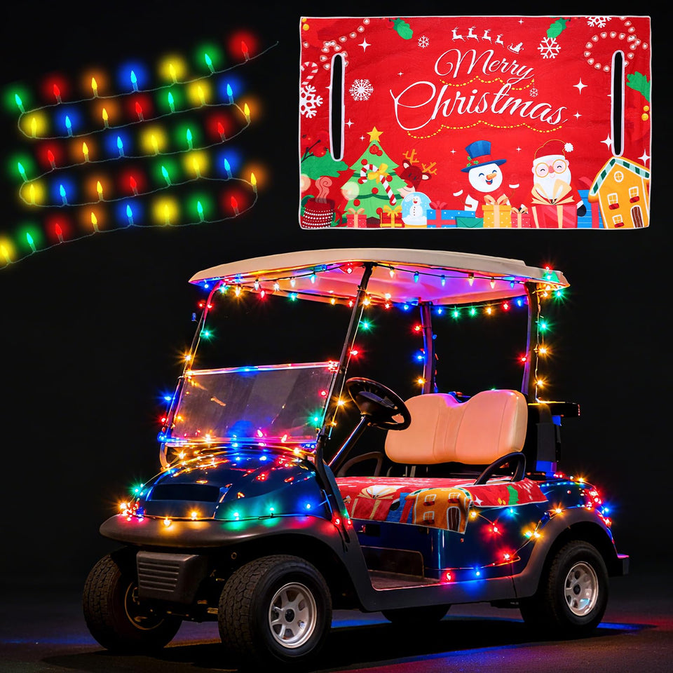Aulock Christmas golf cart seat cover adds festive style and comfort for holiday rides.