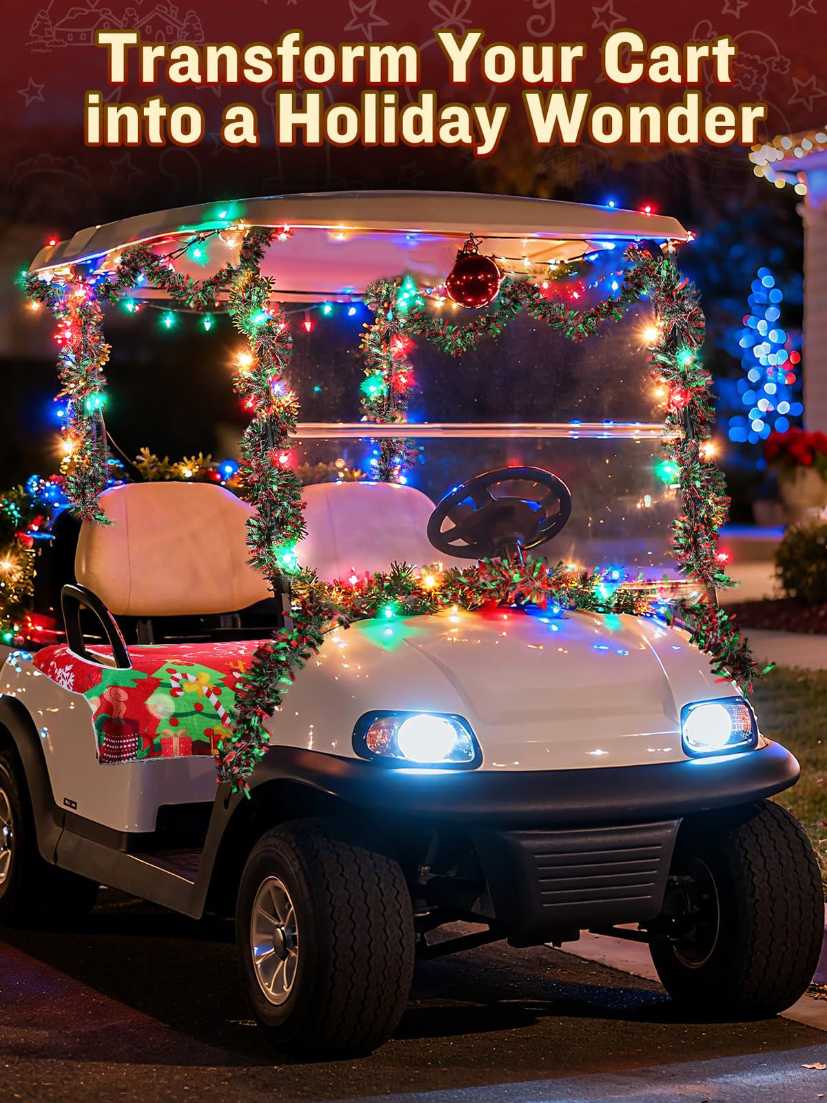 Aulock golf cart Christmas decor assembly helps you decorate quickly.