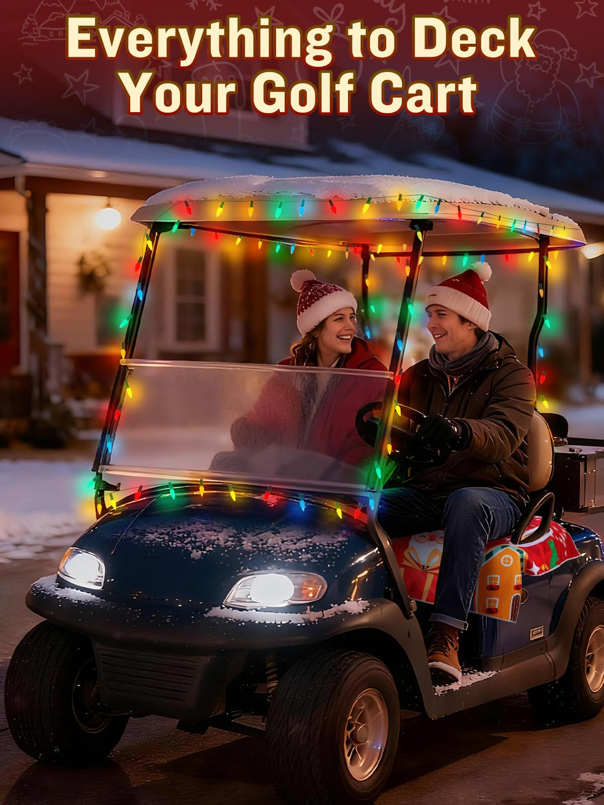 Aulock 33ft LED light string illuminates nighttime golf cart parades.