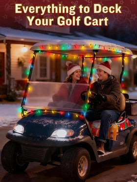 Aulock 33ft LED light string illuminates nighttime golf cart parades.