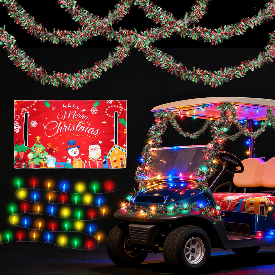 Aulock golf cart Christmas seat cover for festive comfort and quick setup.