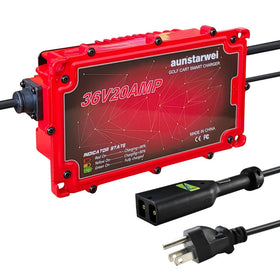 Aunstarwei 36V 20A charger for EZGO TXT delivers reliable outdoor charging.