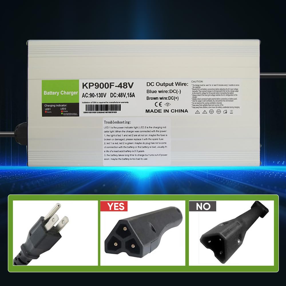 Aunstarwei 48V charger demonstrates DC output for steady golf cart power.