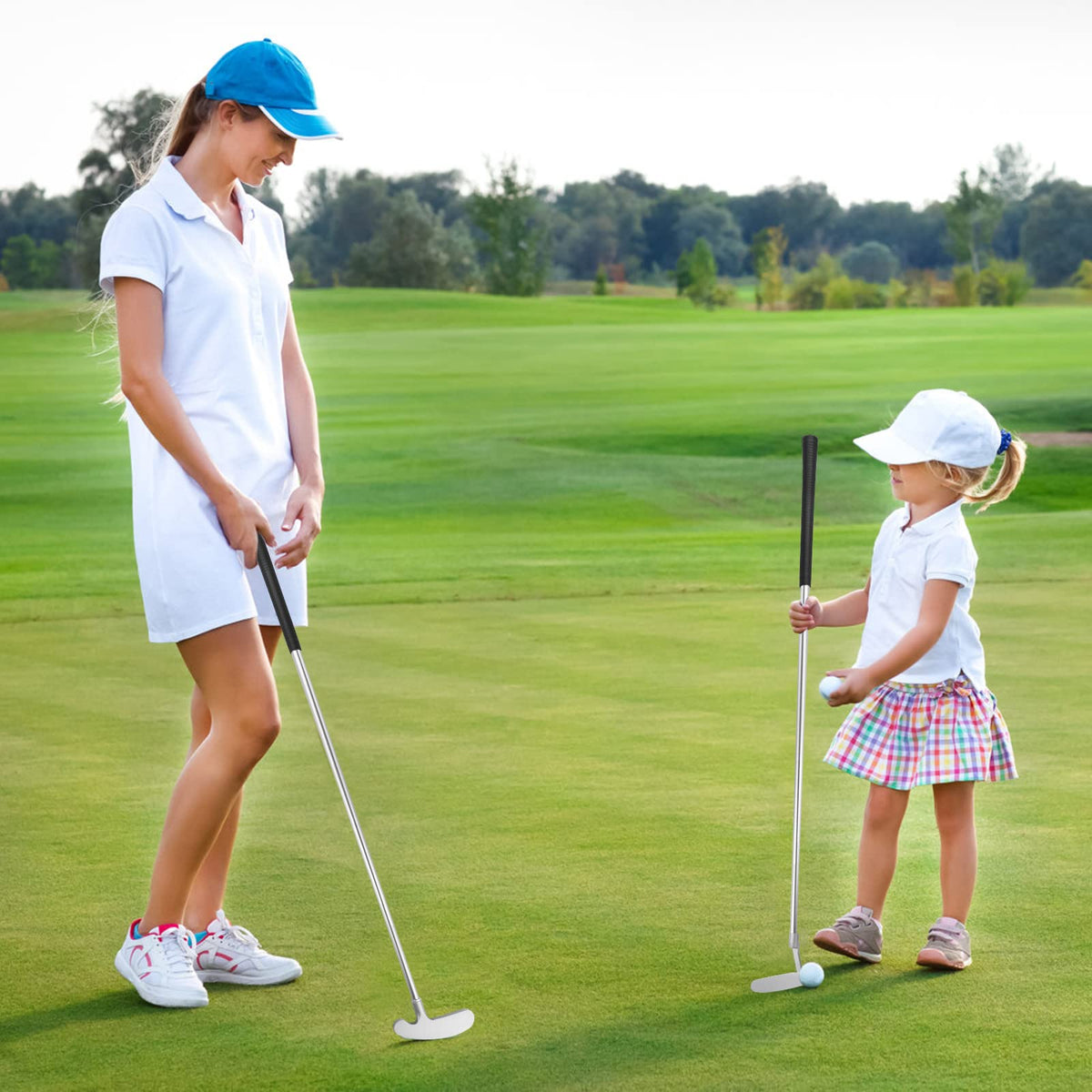 Ausluofell golf putter two-pack in bag setup for on-the-go practice
