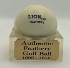 AUTHENTIC FEATHERY GOLF BALL Co Lion OS Feathery Ball on resin base for elegant display.