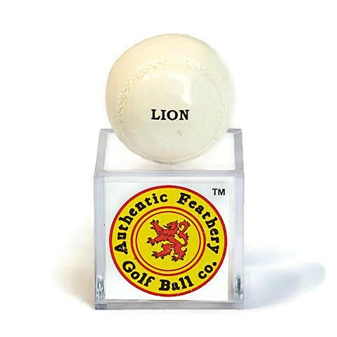 The Authentic Feathery Golf Ball Lion on display highlights history for collectors.