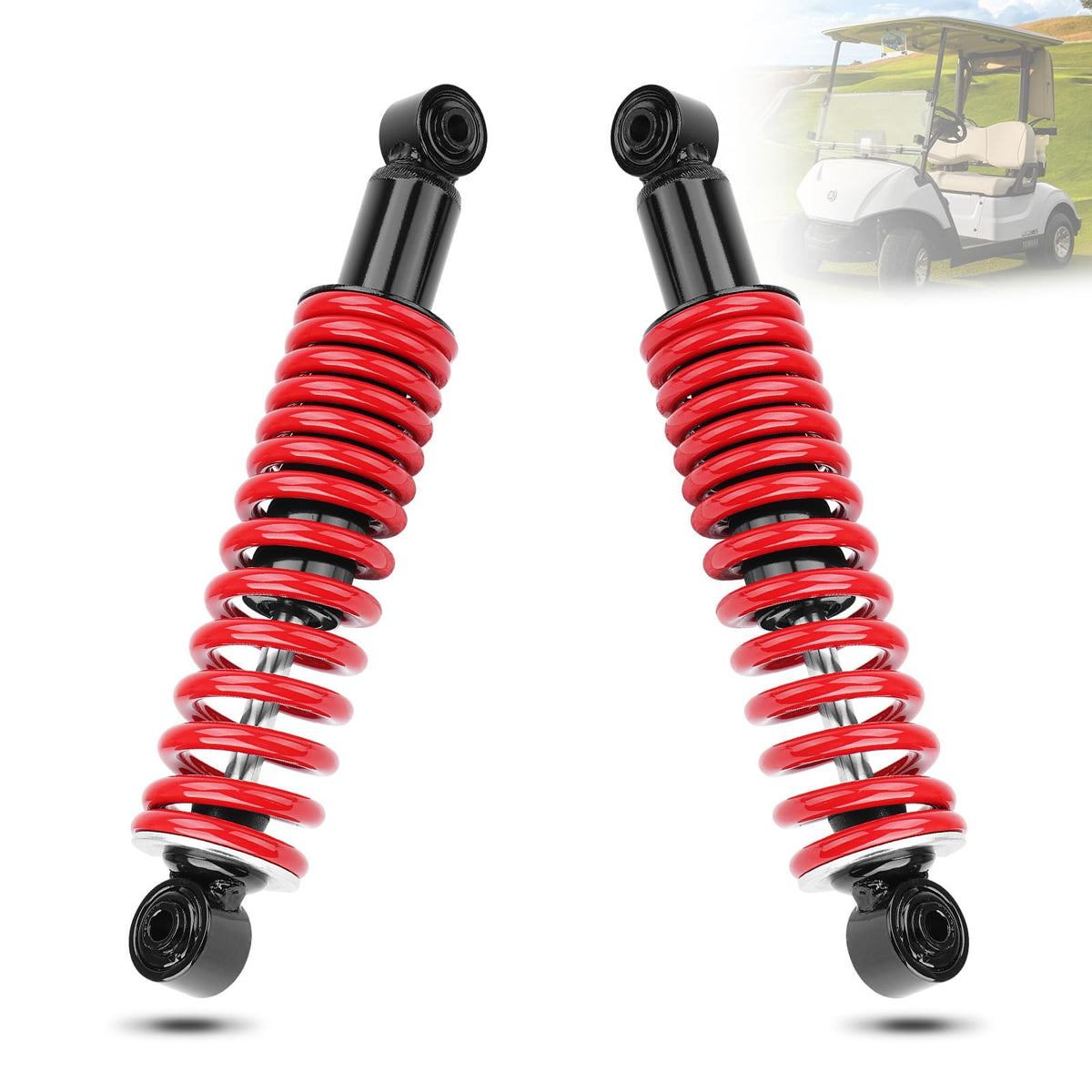 AUTOBABA rear golf cart shock absorber red enhances ride smoothness on uneven terrain.