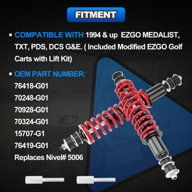 AUTOBABA rear shock absorber for EZGO Medalist TXT smooths uneven pavement.