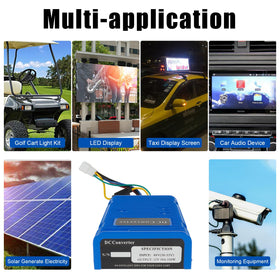 AUTOBABA universal voltage converter side view for easy on-board installation and reliable 12V power.