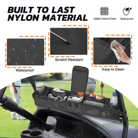 Autofit mounts above dashboard or behind rear seat for flexible cart layouts