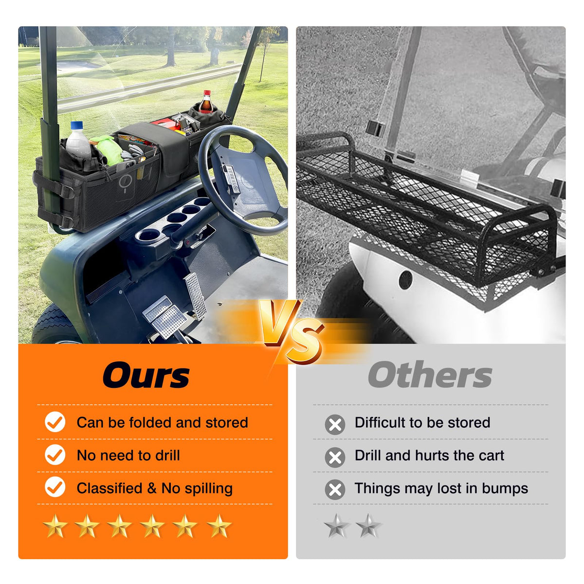 Autofit no-drill installation with straps for simple setup and removal