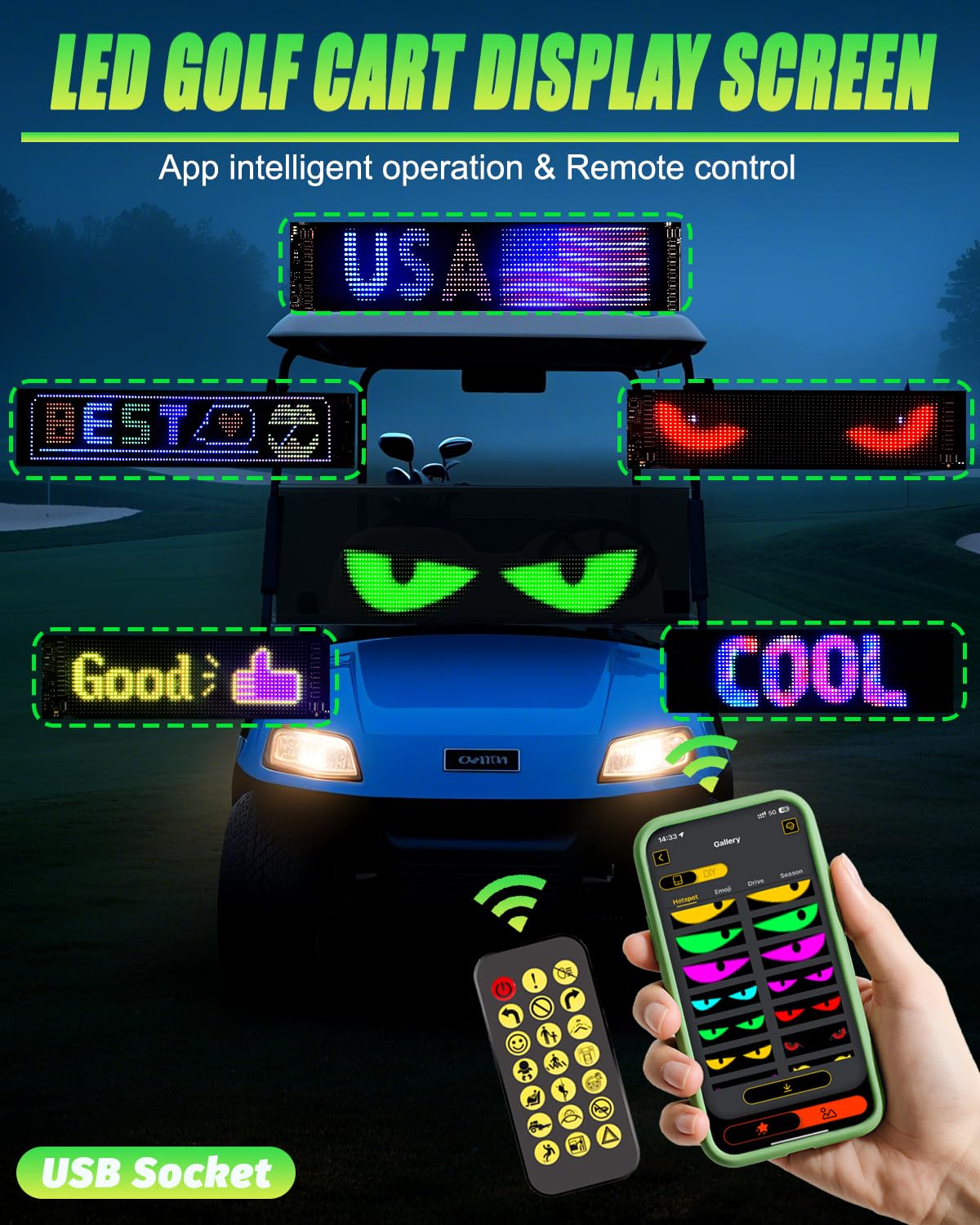 Autogood Devil Eyes app control shows Bluetooth interface and library access.