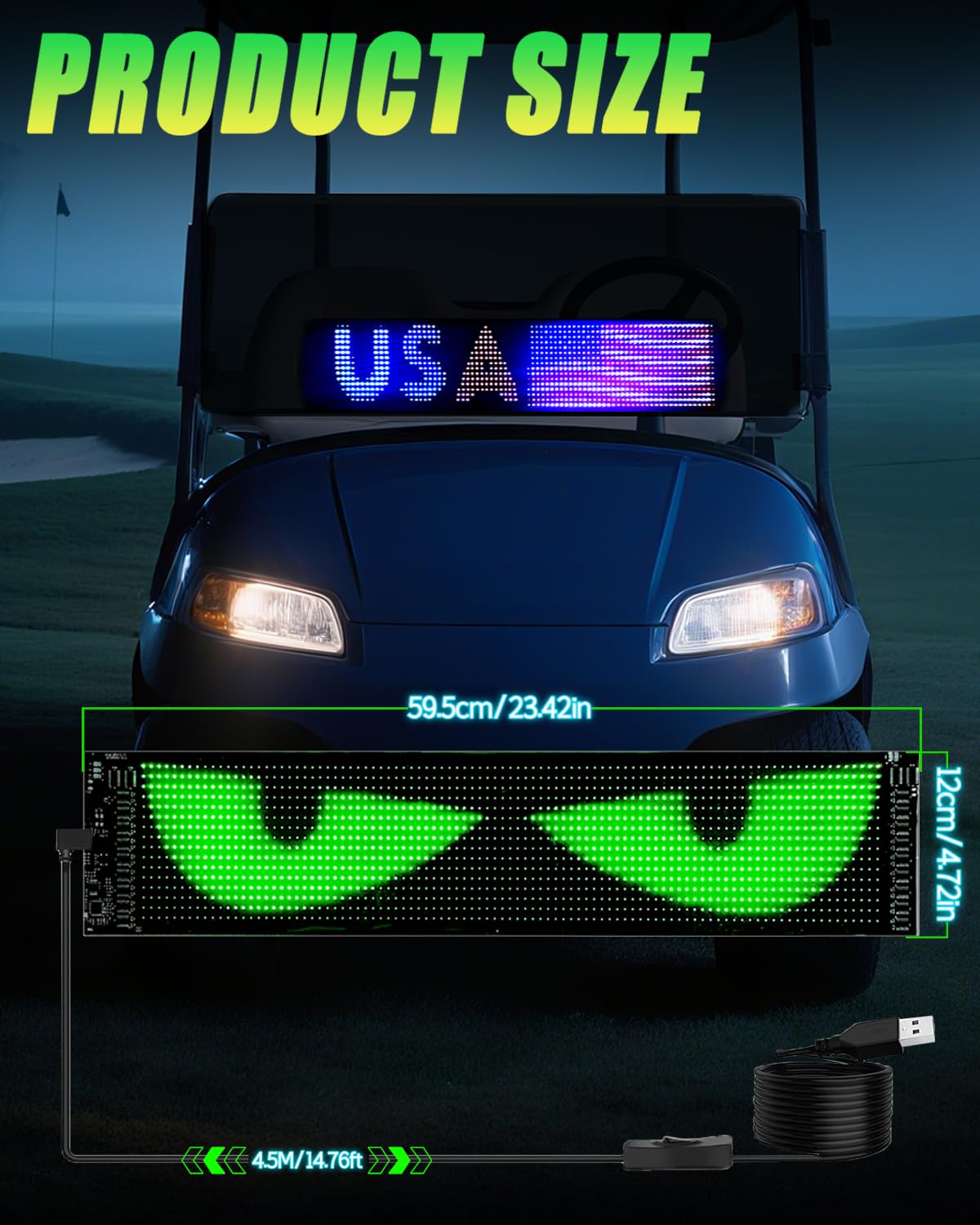 Autogood Sign bendable matrix fits windshield edges with flexible display.