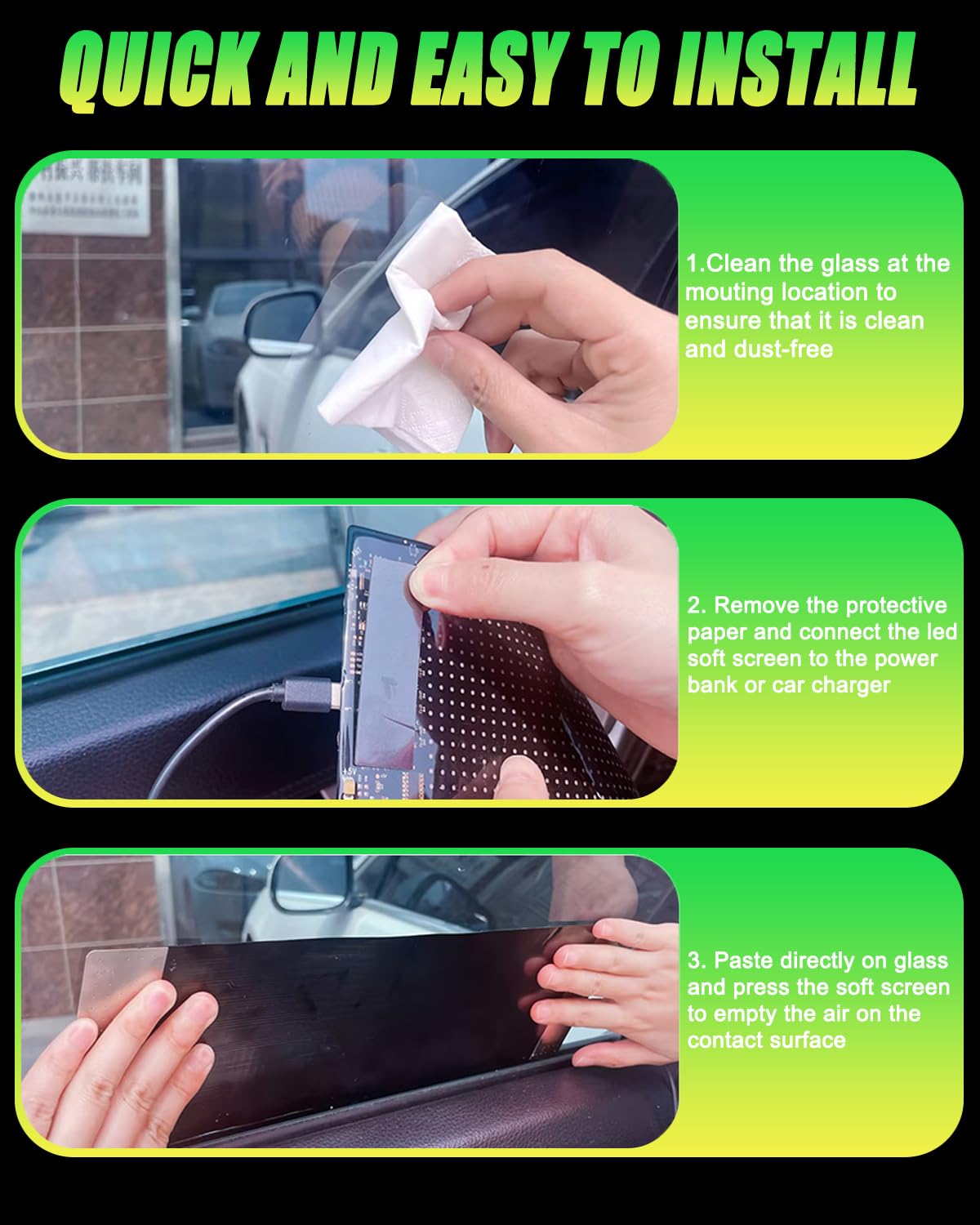 Autogood USB-powered sign runs cool for all-day display.