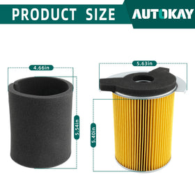 AUTOKAY kit contents image shows air filter, pre-filter, filters, and plug