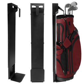 Automoris wall-mount golf bag rack showing adjustable length for large bags