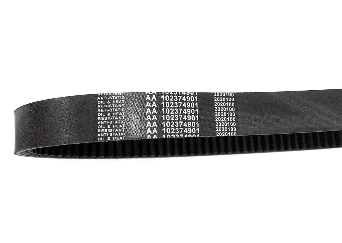 Automotive Authority belt close-up shows precise fit and tension.