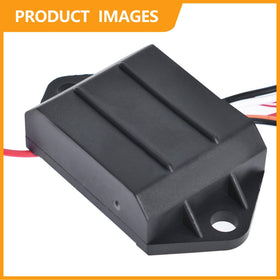 Autoparts back view CDI unit with rugged housing.